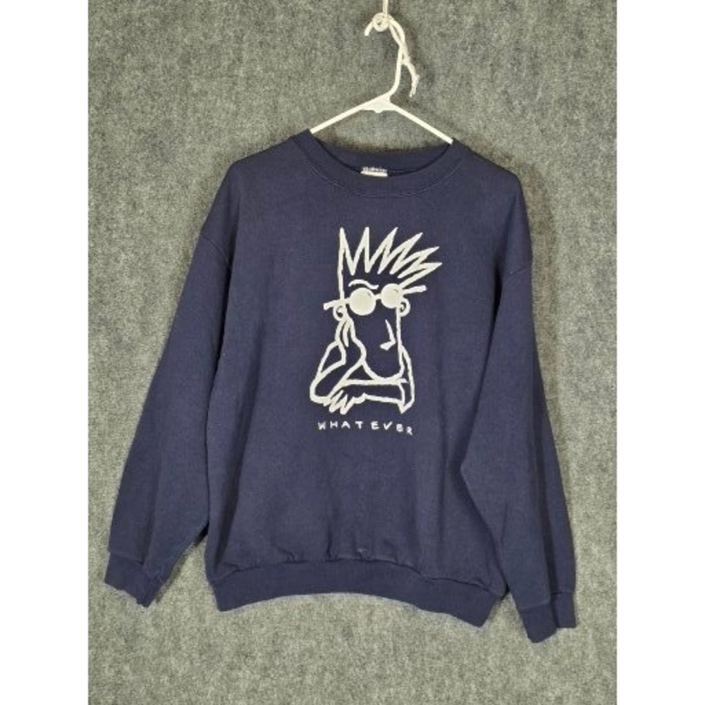 Vintage Tultex Maximum Sweats Whatever Graphic Navy Blue Sweatshirt Mens Large‎